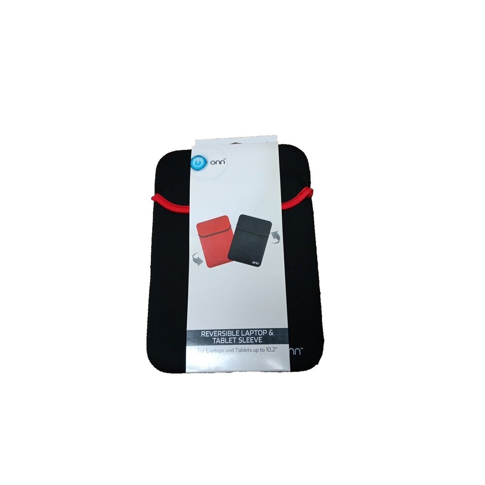 ONN 10.2" Reversible Neoprene Laptop and Tablet Sleeve. Red/Black NEW